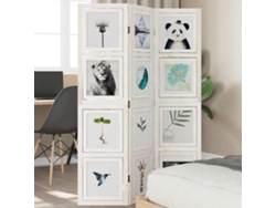 Biombo de 3 paneles de madera maciza de paulownia, blanco, Wsd259154 Lovely Home