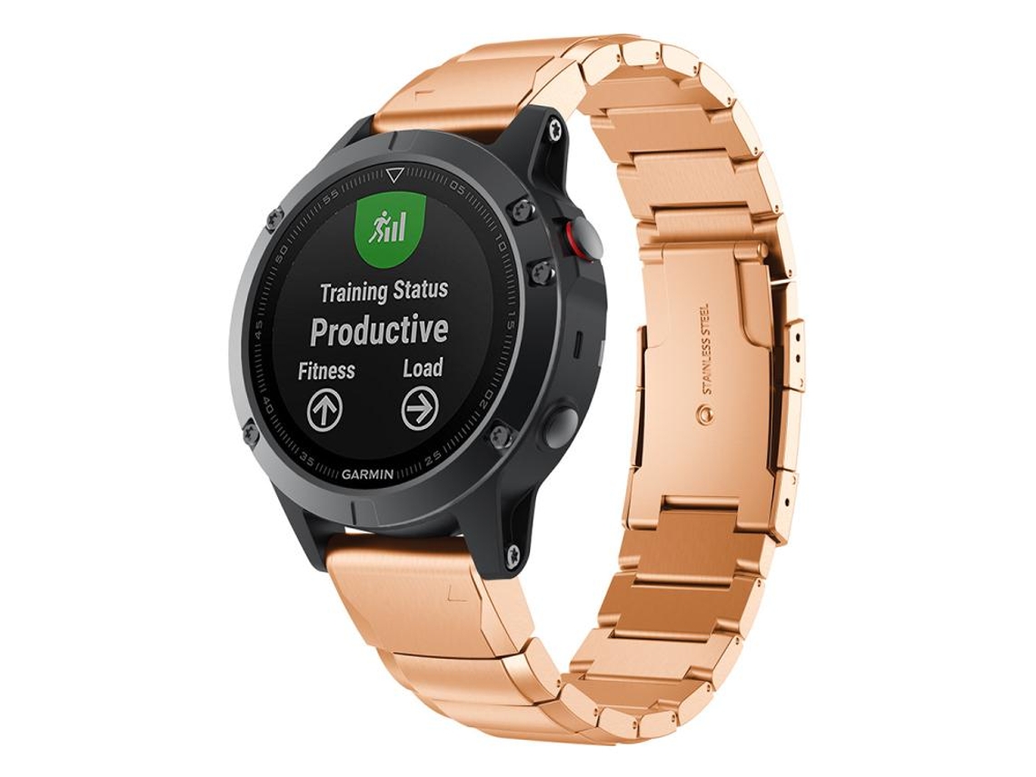 Bracelete Para Garmin Quickfit (20mm) - Aço Inoxidável - Fivela Turtle Back Ouro Rosa