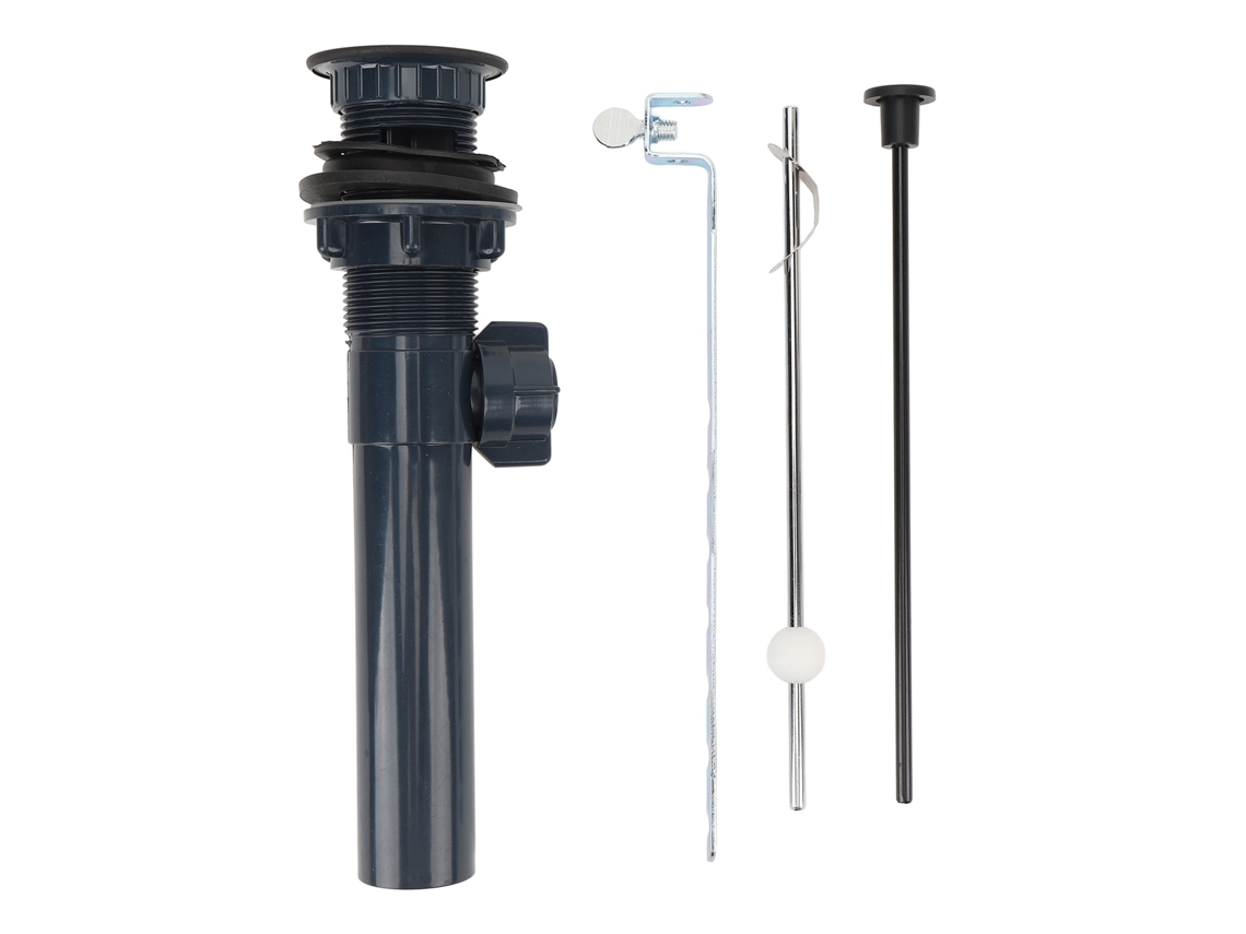 Tapón de lavabo con barra antiobstrucción, acero inoxidable negro, para baño