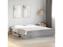 Cama Con Cajones Madera Ingeniería Gris Sonoma 160x200 Cm