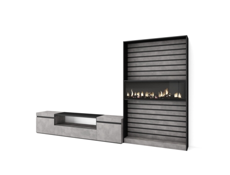 Muebles de Salón para TV SKRAUT HOME Para TV hasta 80", Chimenea eléctrica, Cemento (310x186x35 cm)