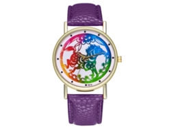 Reloj De Pulsera Analógico De Cuarzo Con Dial Redondo Moda (morado)