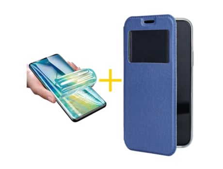 Pack 1 X Película de Vidrio Templado Hidrogel Funda GANDY por Samsung Galaxy A41 Flip Cover GANDY Azul GANDY