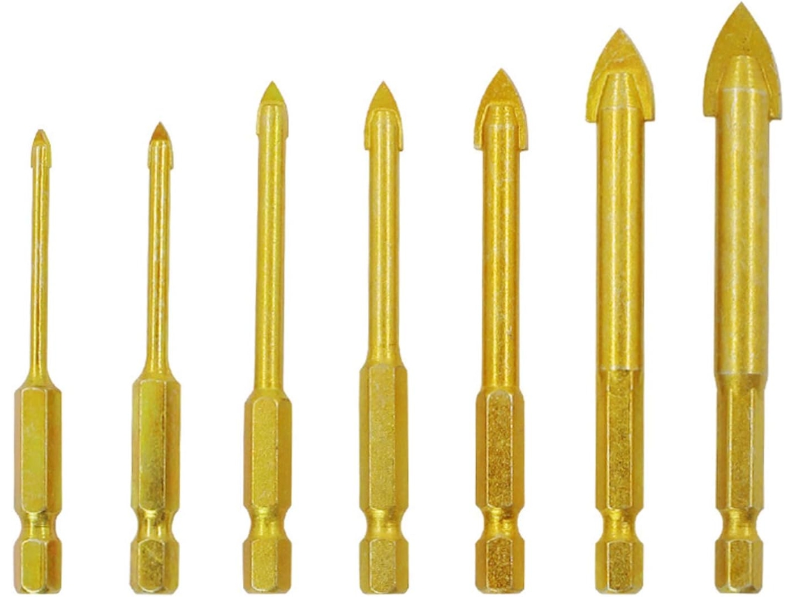 Brocas para azulejos (7 piezas), brocas para hormigón, diámetro 3/4/5/6/8/10/12 mm, broca hexagonal de 1/4, ideal para vidrio, cerámica, espejo y mármol.