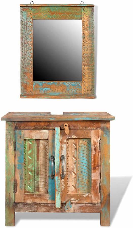 Vidaxl Mueble Cuarto baño madera reciclada y espejo armario de almacenaje aseo conjunto casa recuperada vidalx