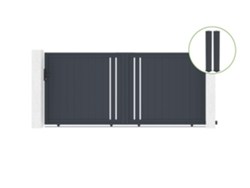 Puerta corredera 3,5m GIONA H.160cm aluminio gris 2 postes 20x20cm H.190cm CASANOOV