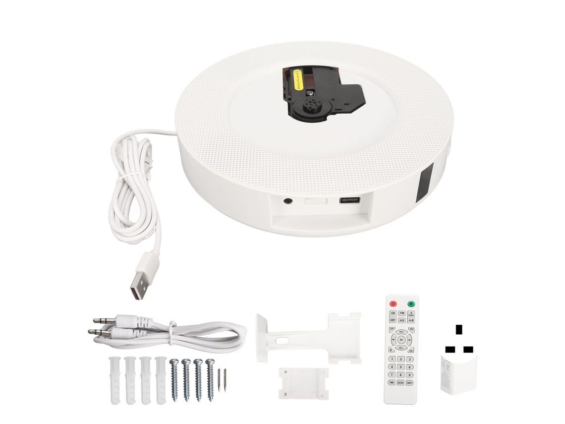 Reprodutor De Cd De Parede Com Alto-falantes Bluetooth, Rádio Fm, Tela Lcd, Usb E Controle Remoto Bivolt Plugue Uk