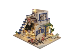 Maqueta 3d De Una Cabaña De La Costa Azul Para Montar Uno Mismo, Con Luces Led, Dimensiones 19x15x13 Cm.
