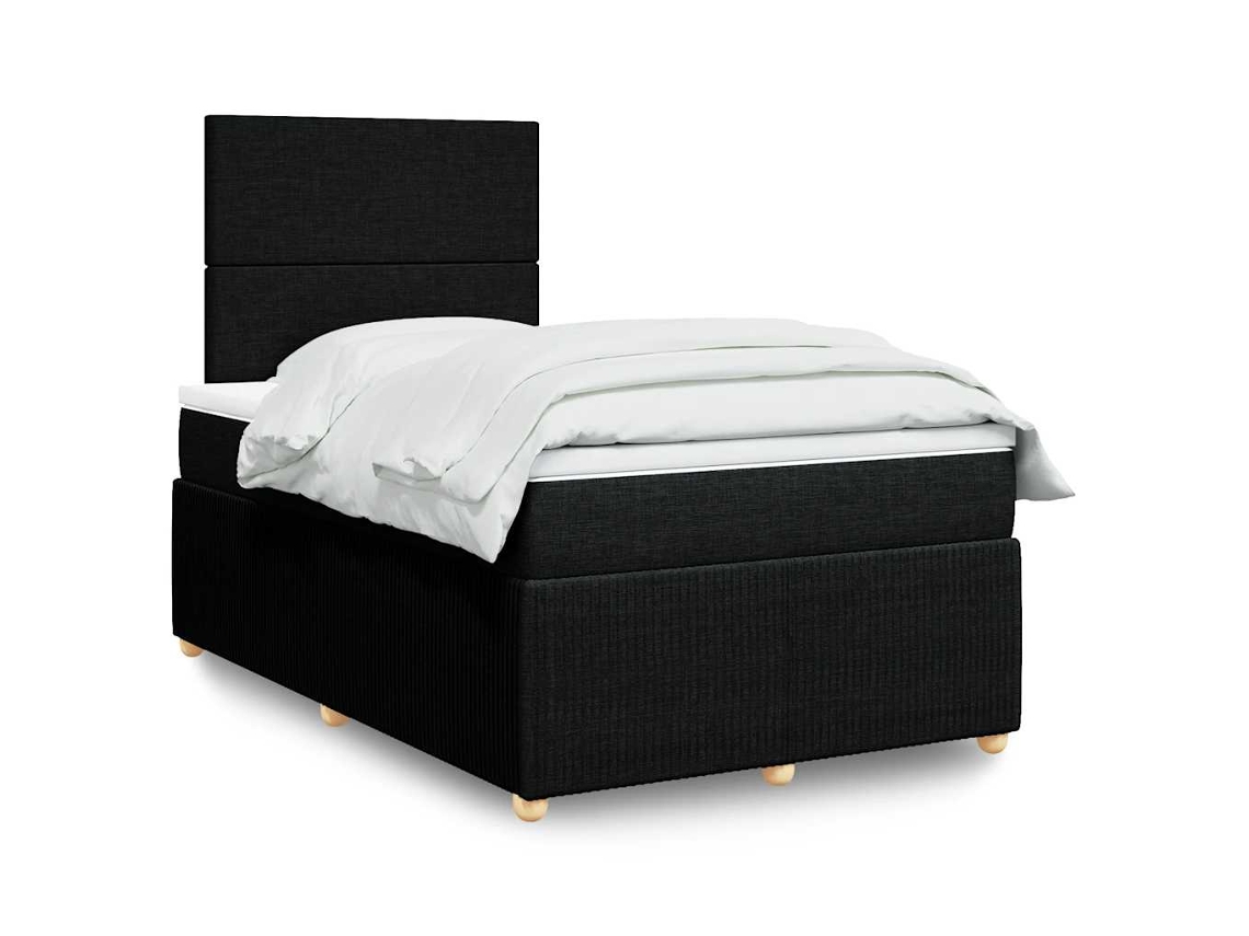 Cama Box Spring Con Colchón Tela Negro 120x200 Cm