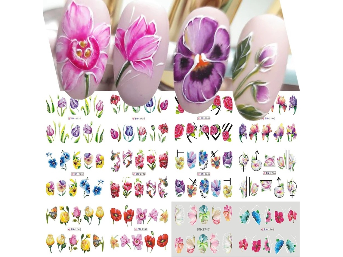 Pegatinas de uñas con temática del océano, decoraciones de uñas para el verano.