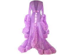 Vestido Largo Plumas Mangas Amplias Para Fiestas De Despedida De Soltera Talla Única Lavanda Talla Única Lavanda