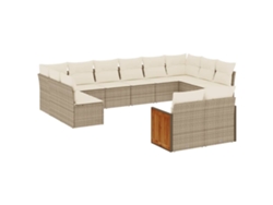 Maison Exclusive - Set De Sofás De Jardín Y Cojines 12 Pzas Ratán Sintético Beige