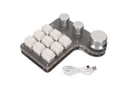 Baoj-2026teclado Macro Mini Personalizável 9 Teclas 3 Botões Programáveis Com Retroiluminação Rgb Para Jogos E Software Branco