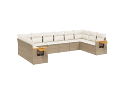 Maison Exclusive - Juego De Sofás Jardín Con Cojines Beige 10 Pzas Ratán Sintético