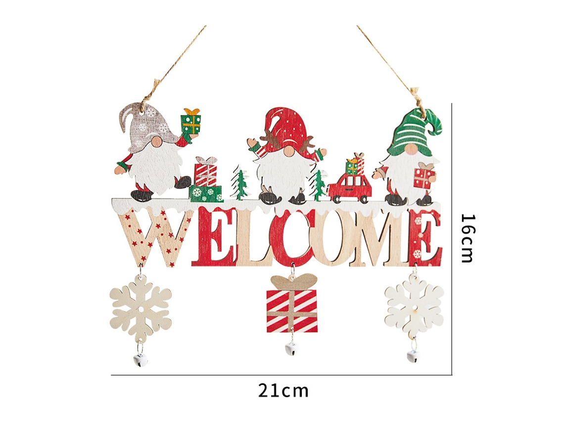 Colgante de puerta de Navidad con dibujos animados de madera