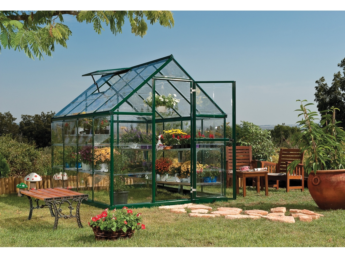 Invernadero de jardín de policarbonato transparente CANOPIA 247x185x208 cm