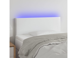 Cabecero Con Led Cuero Sintético Blanco 80x5x78/88 Cm