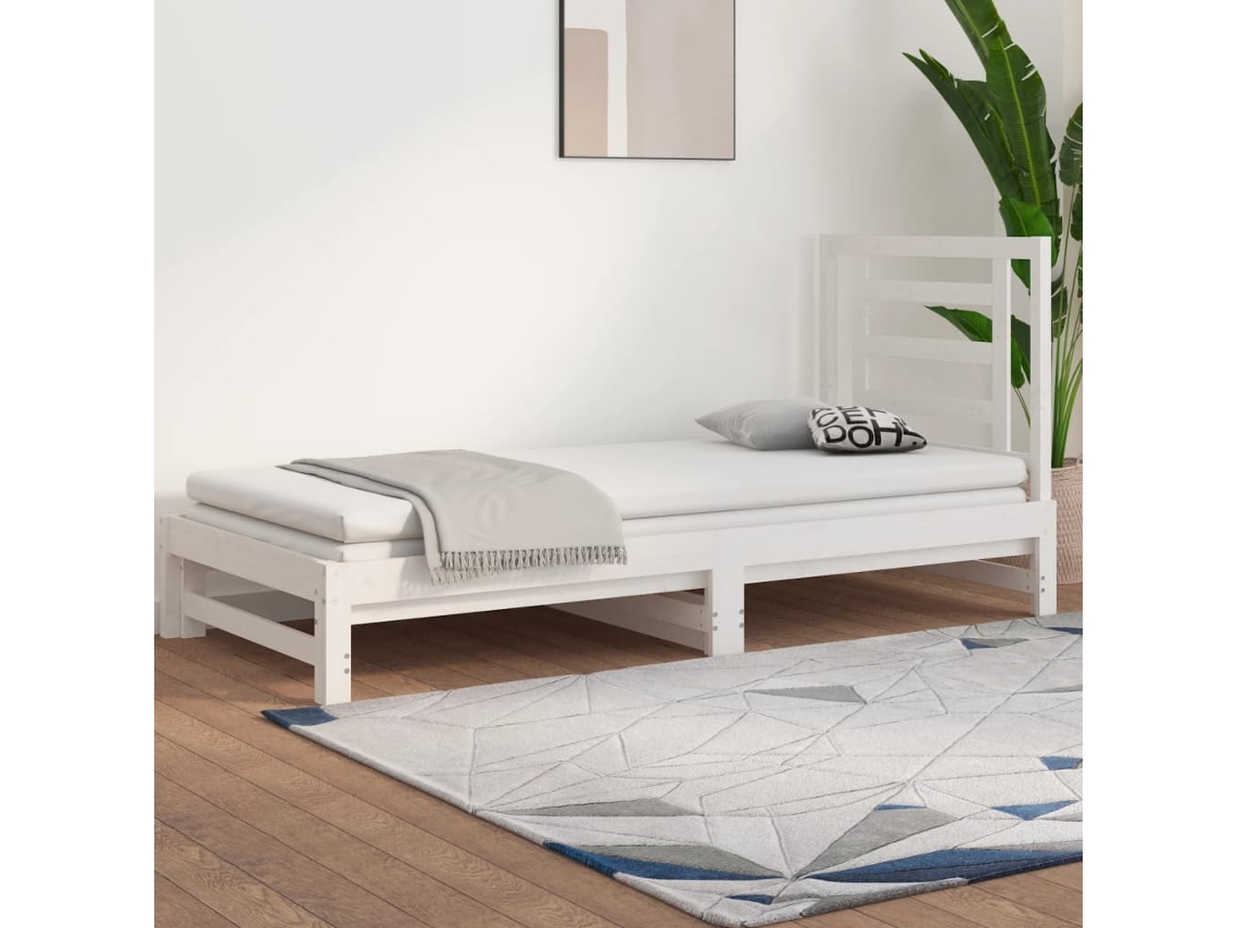 Sofá Cama Extraíble Sin Colchón Blanco 2x(90x190) Cm