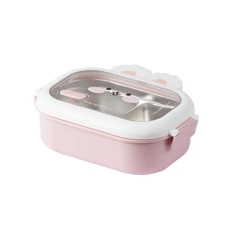 (rosa) Lonchera/bento Portátil De Acero Inoxidable Con Forma De Conejo, De Gran Capacidad Y Con Aislamiento