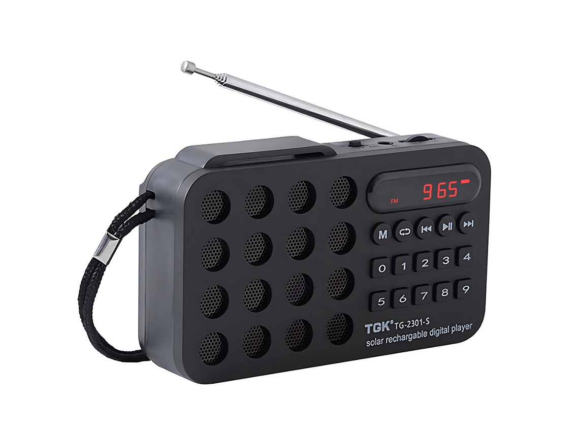 Altavoz portátil con radio FM, recargable, minialtavoz solar Bluetooth, compatible con USB, tarjeta TF y reproducción de MP3. Viewleaf