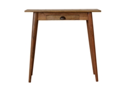 Mini escritorio de madera maciza, estilo nórdico, 1 cajón, marrón, muebles artesanales