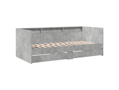 Tumbona con cajones madera ingeniería gris hormigón VIDAXL (90 x 200 cm)