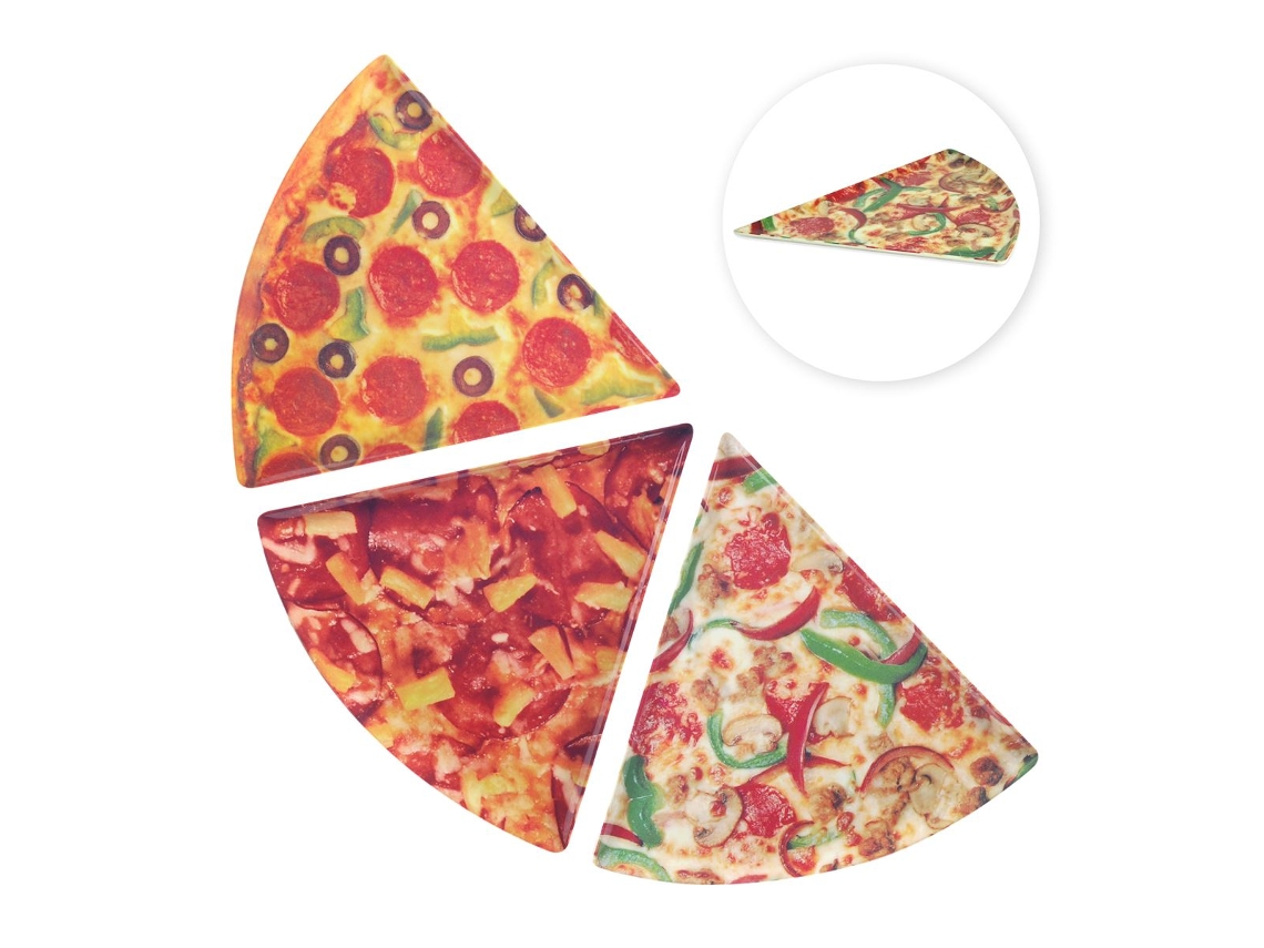 Plato Corte De Pizza 3 Diferentes Incluye 3 Unidades Cocina Cajas Y Bandejas Colección Varios BY SIGRIS