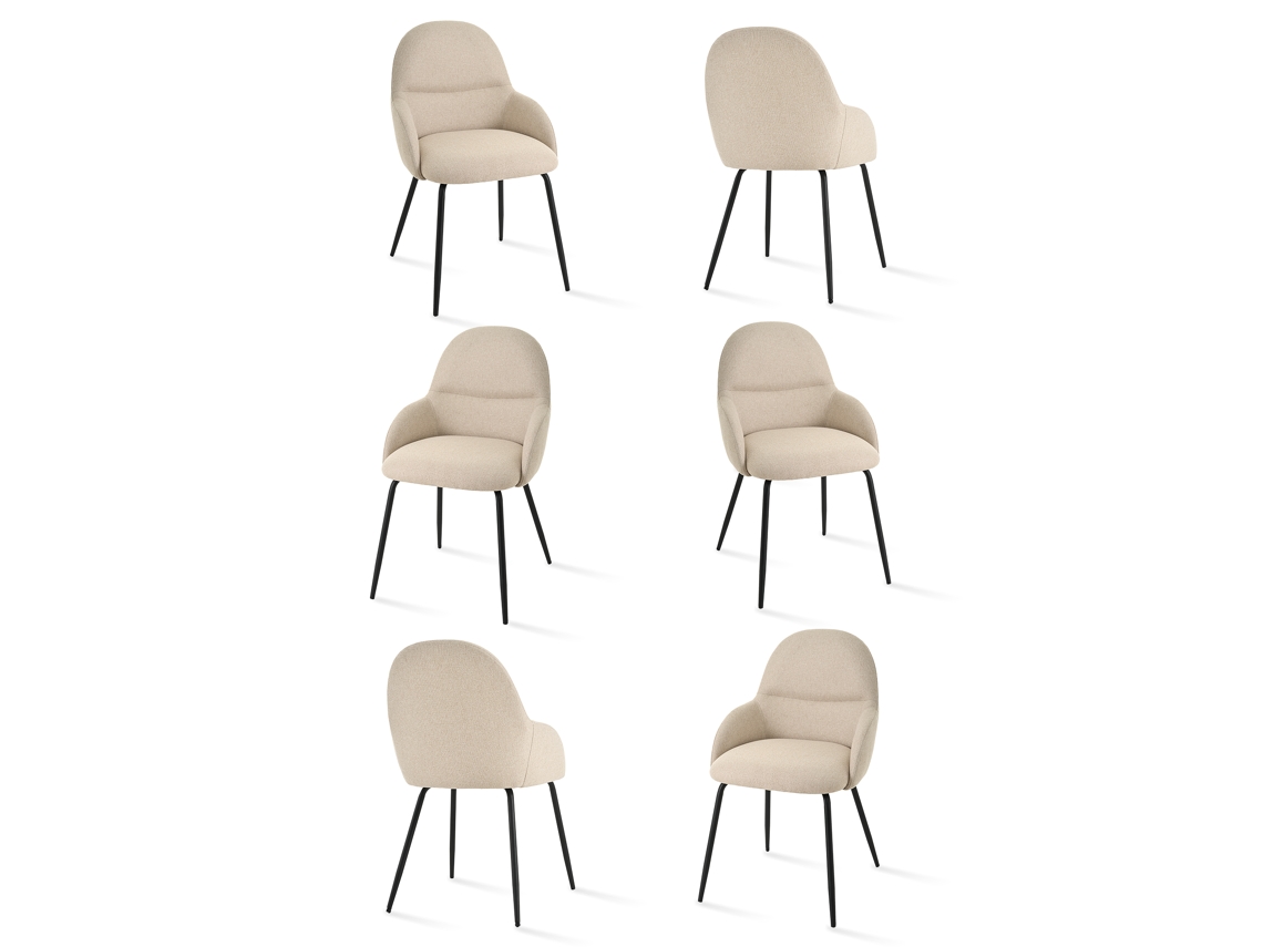 Sillas De Comedor Goeurvant 1438(pack De 6, Beige, Tela)