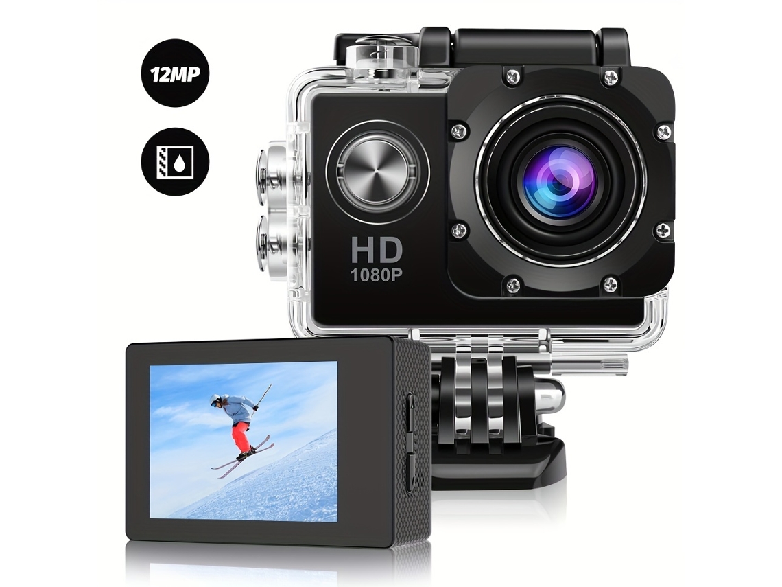 Cámara digital Gertiz 1080p HD Cámara de acción 50MP 140° Panel LCD de 2 pulgadas Gran angular Impermeable
