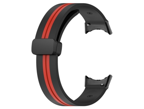 Correa de Silicona hebilla plateada bicolor para Google Pixel Watch - negro/rojo