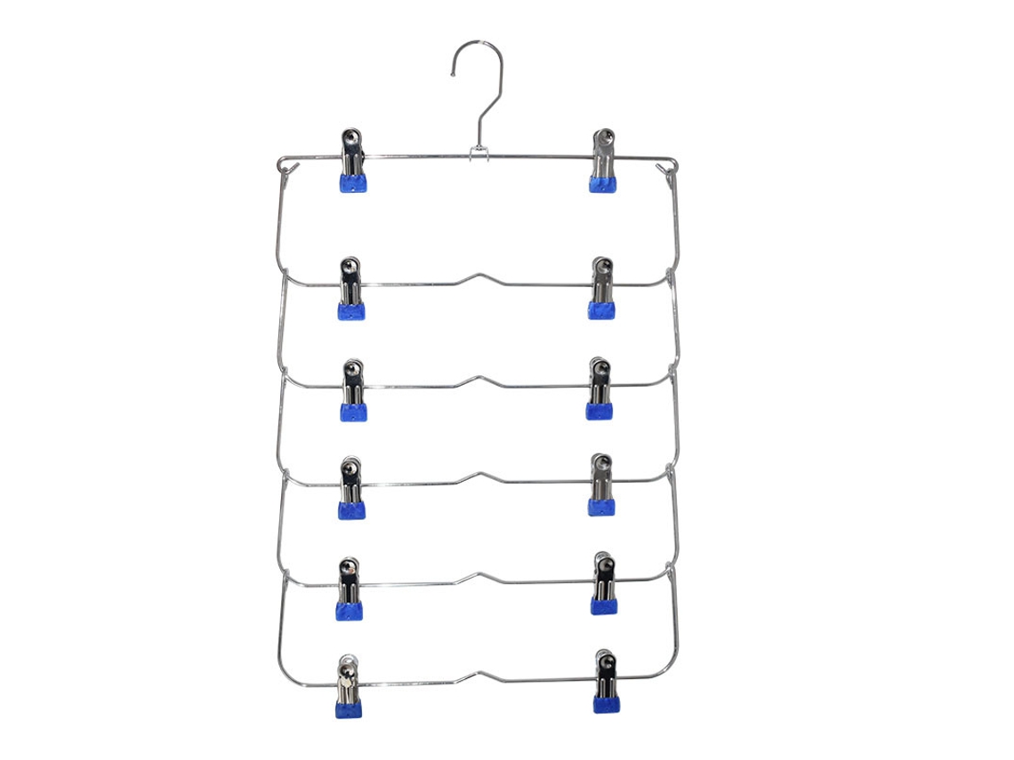 Tapete para colgar ropa de seis capas, ideal para faldas y pantalones, con percha metálica antideslizante y pinzas. MDUG (azul)