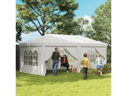 Tenda Dobrável 5,85x2,95x2,7 M Com 4 Painéis, 4 Janelas, 2 Portas, 1 Bolsa Anti-uv E 12 Orifícios De Drenagem, Branca.