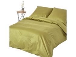 Homescapes Olive Green European Size Egyptian Cotton Duvet Cover Set, 1000 Tc, 240 X 220 Cm