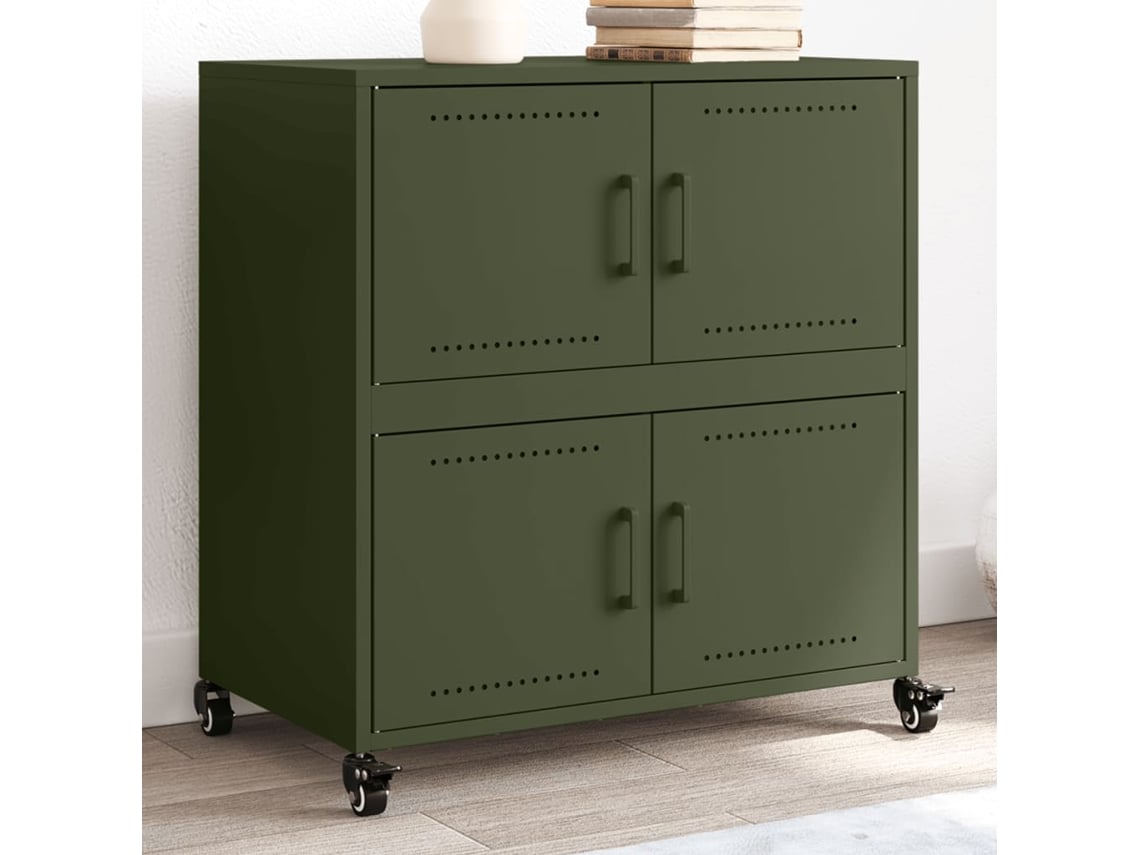 Aparador De Acero Verde Oliva 68x39x72 Cm