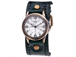Reloj De Pulsera Retro Punk Para Hombre/mujer Con Esfera Metálica Y Correa De Pu Verde.