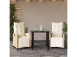 Juego de comedor de jardín de 3 piezas con cojines de mimbre beige de DKD Home Decor