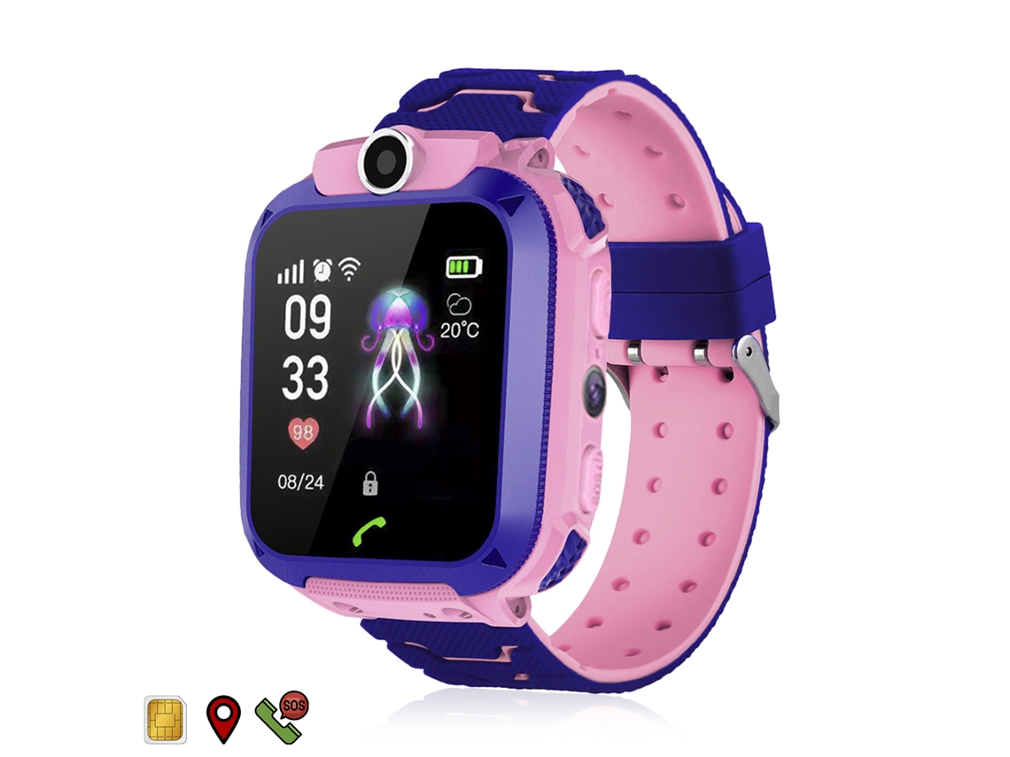 Smartwatch LBS Localizador Especial para Niños, con Función de Rastreo, Llamadas SOS y Recepción de Llamadas. 4x1x5 cm. Color Rosa Dam.
