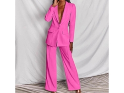 2026-conjunto De Duas Peças Para Mulher Com Camisa De Manga Longa E Calças Casuais Elegantes De Negócio L Rosa Intenso