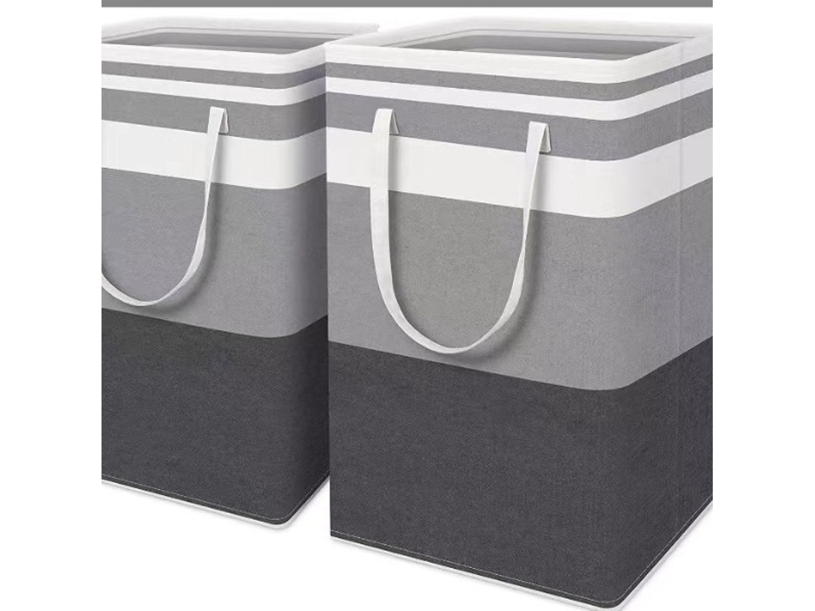 Juego de 2 cestas para la colada de 75 l cada una, impermeables, plegables, grandes, color negro y gris, Tommy01