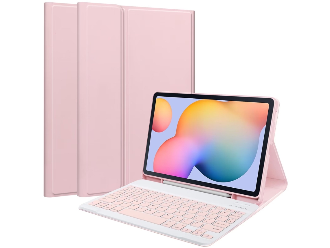 Capa Para Samsung Galaxy Tab A8 10.5 Polegadas Com Ranhura Para Caneta Adicionar Teclado Português Rosa