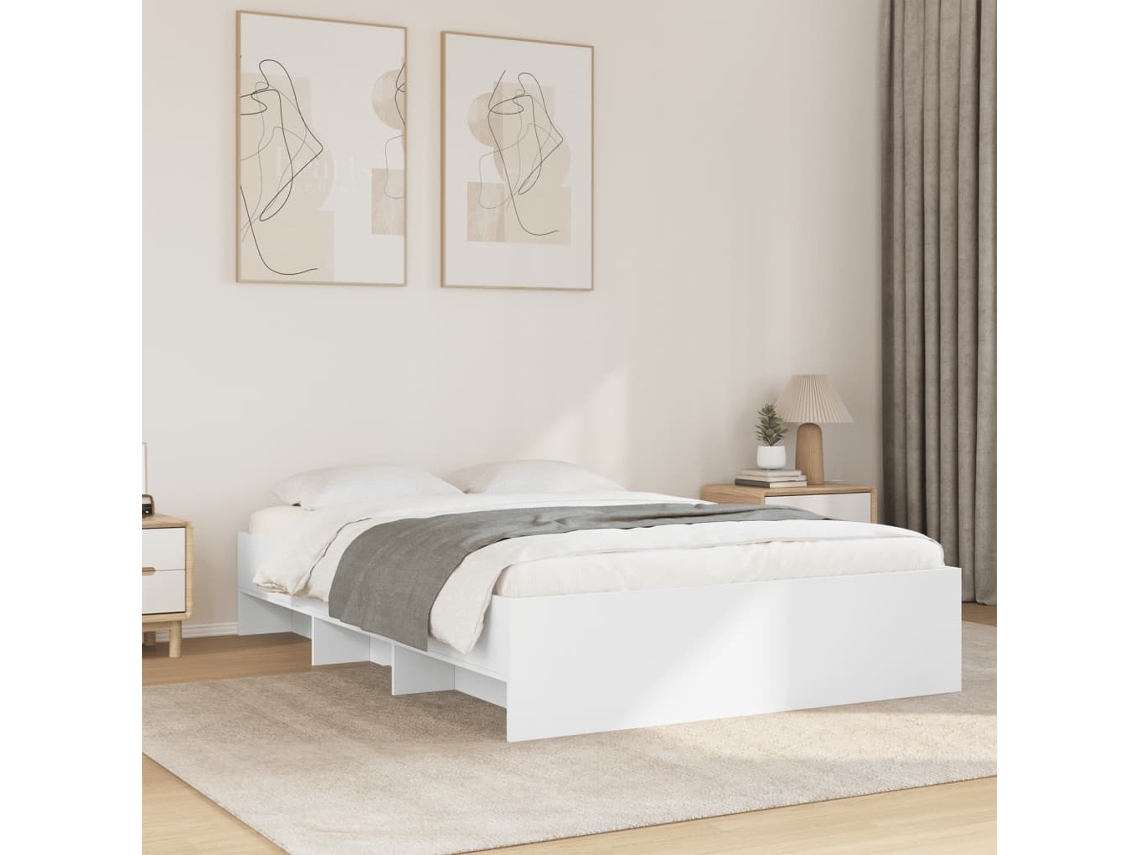 Estructura De Cama Madera De Ingeniería Blanca 140x190 Cm