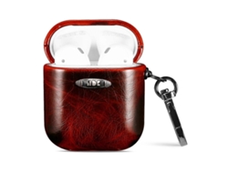 Estuche protector para auriculares con textura de cuero encerado y cierre a presión para AirPods de 1/2". GIECY