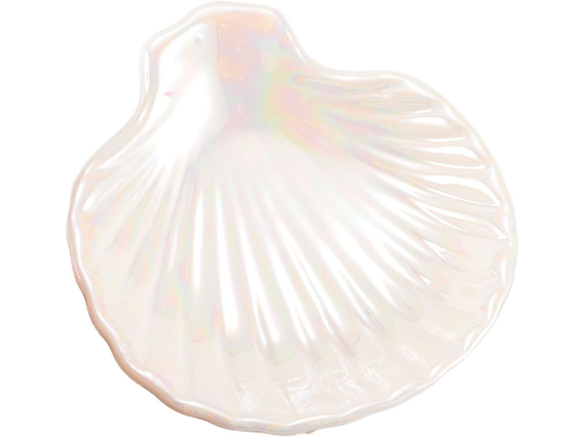 Plato Cerámica Blanca Forma Concha Marina Joyería Elegante Bandeja Decorativa Organizar Anillos Cosméticos