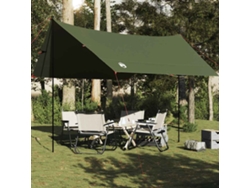 Lona de camping impermeable de 462x306x211 cm, color verde oliva.