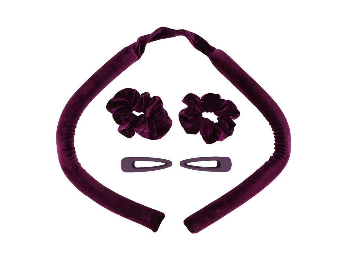 Rodillo De Rizo Sin Calor Para Dormir Con Clips Y Scrunchies Bandana De Pelo Morado