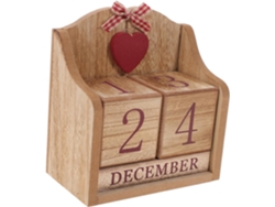 Calendario Perpetuo En Bloques De Madera Impresos En Rojo, De Escritorio Compacto De Natural
