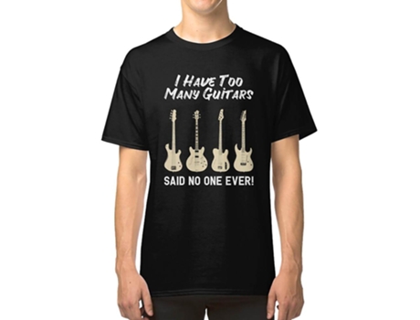 Camiseta ROCKINSTONE I Have Too Many Guitars Said One Ever Algodón para Hombre (L)