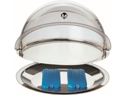 Set térmico de 5 piezas de acero inoxidable de 38 cm de diámetro y 24 cm de alto, con bandeja profunda, bandeja baja, 2 bolsas de refrigeración y tapa enrollable.