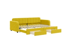 VIDAXL Sofá cama nido con cajones terciopelo amarillo 80x200 cm