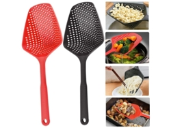 Escurridor de pasta grande Rebe, 34 cm, cuchara para espaguetis (2 piezas, negra y roja)